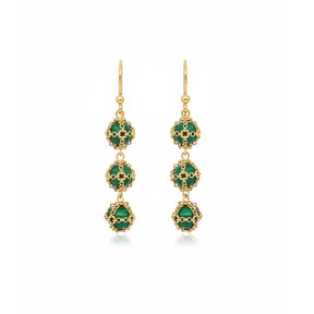 Stacked Caged Malachite Earrings