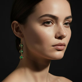 Stacked Caged Malachite Earrings