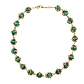 Caged Malachite 14k Gold Necklace