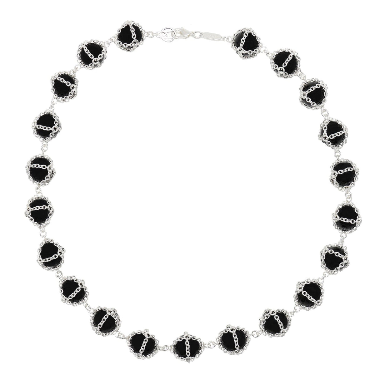 Caged Onyx Silver Necklace