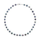 Silver Linked Black Pearl Necklace