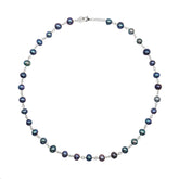 Silver Linked Black Pearl Necklace