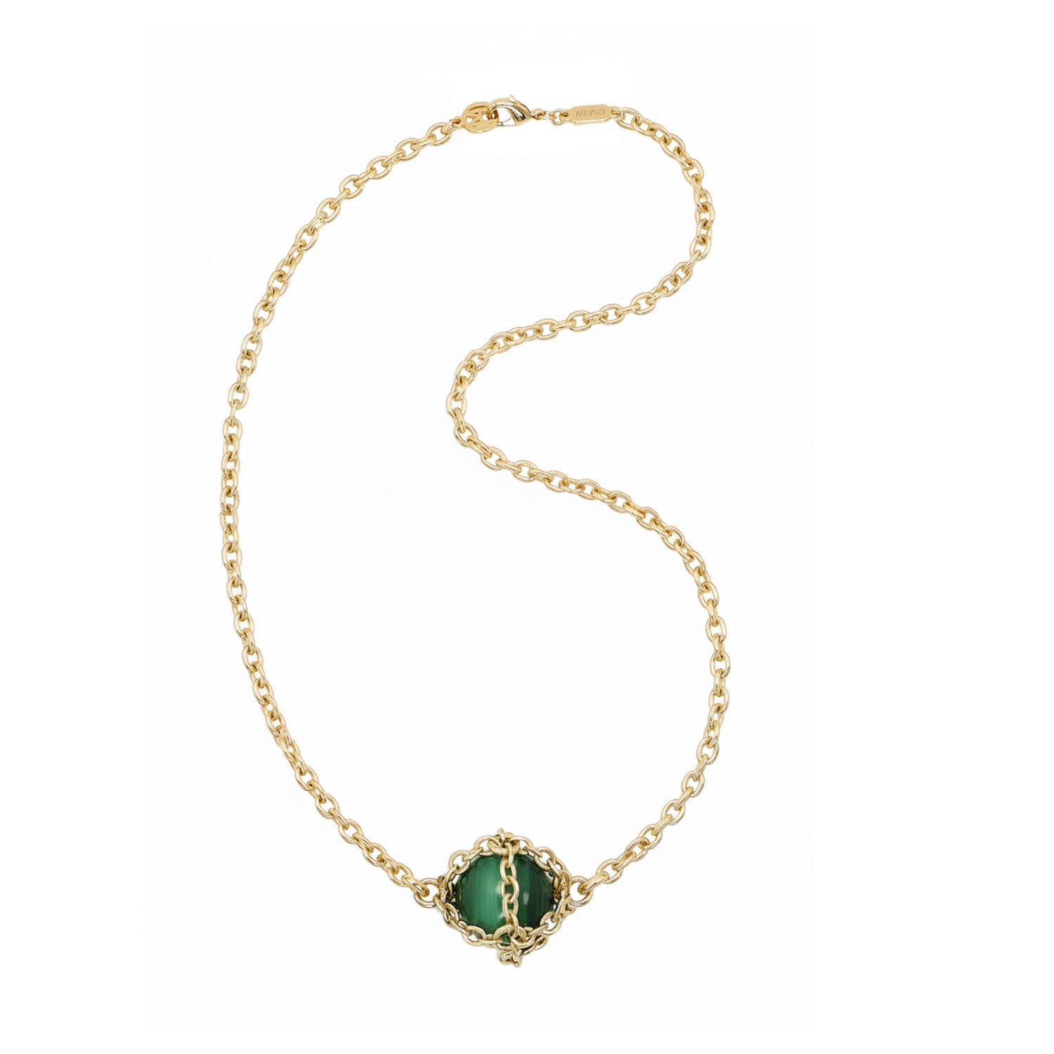 Caged Malachite Pendant Necklace