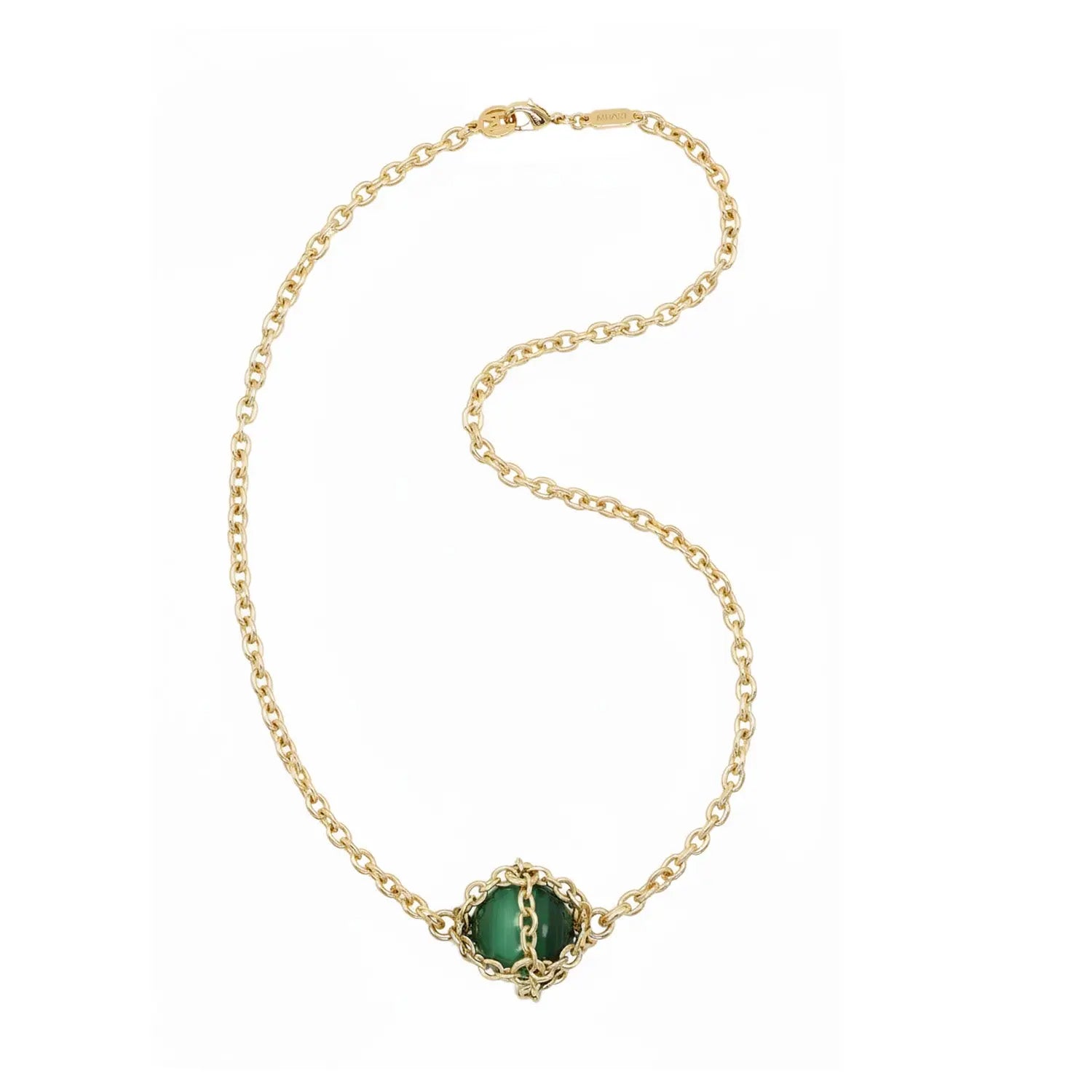 Caged Malachite Pendant Necklace