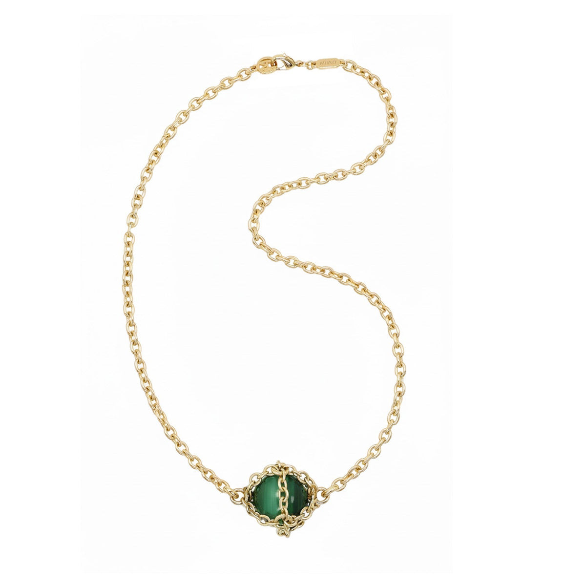 Caged Malachite Pendant Necklace