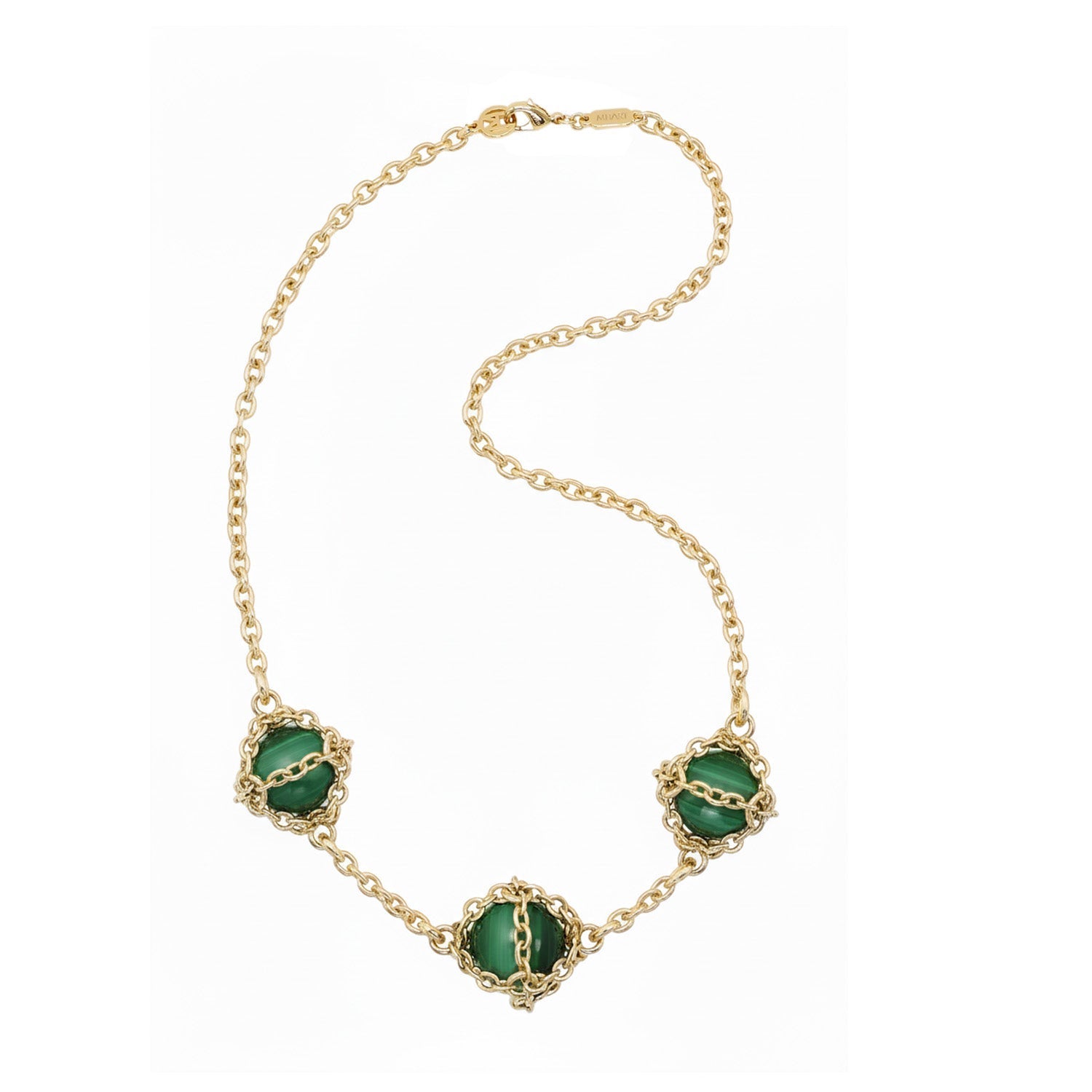 Triple Caged Malachite Necklace