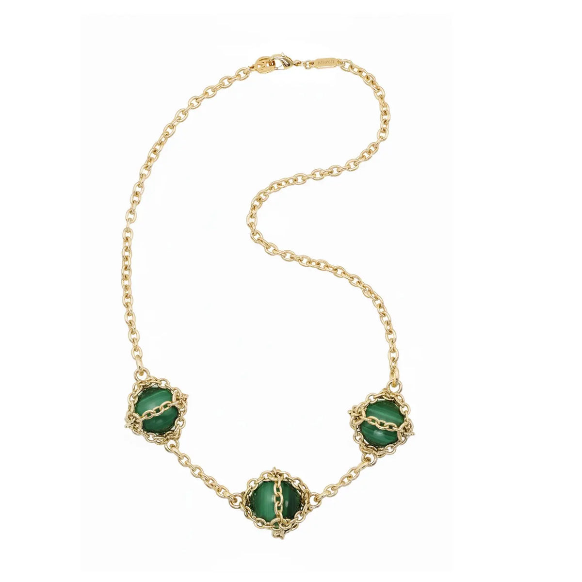 Triple Caged Malachite Necklace