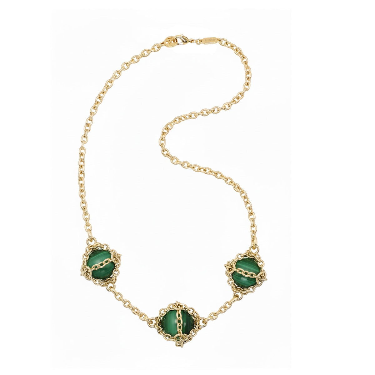 Triple Caged Malachite Necklace