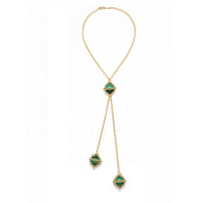 Double Malachite Drop Lariat