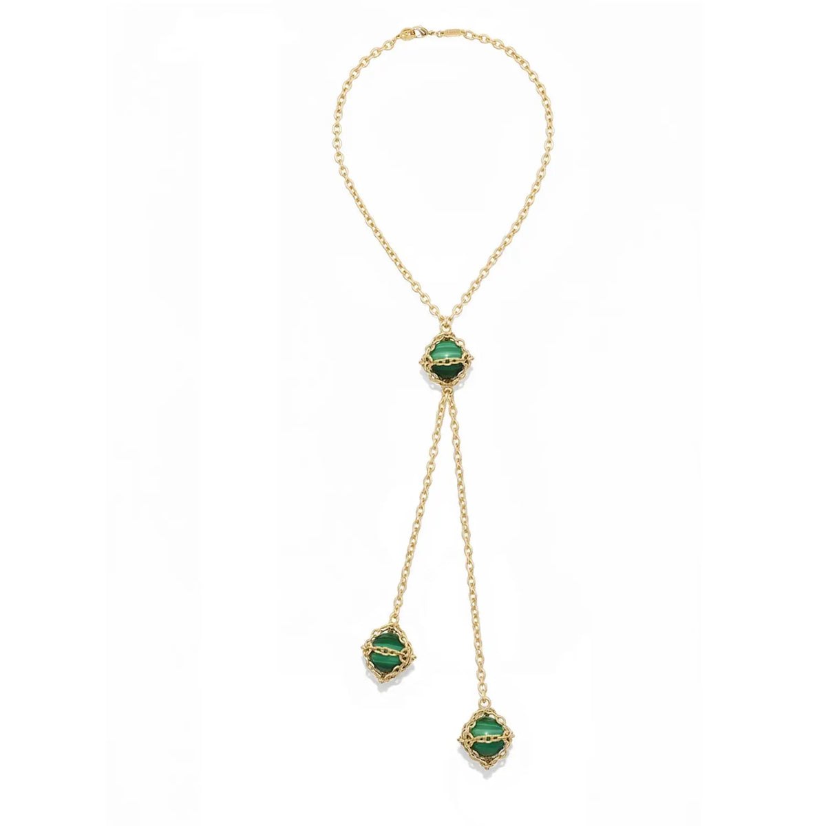 Double Malachite Drop Lariat