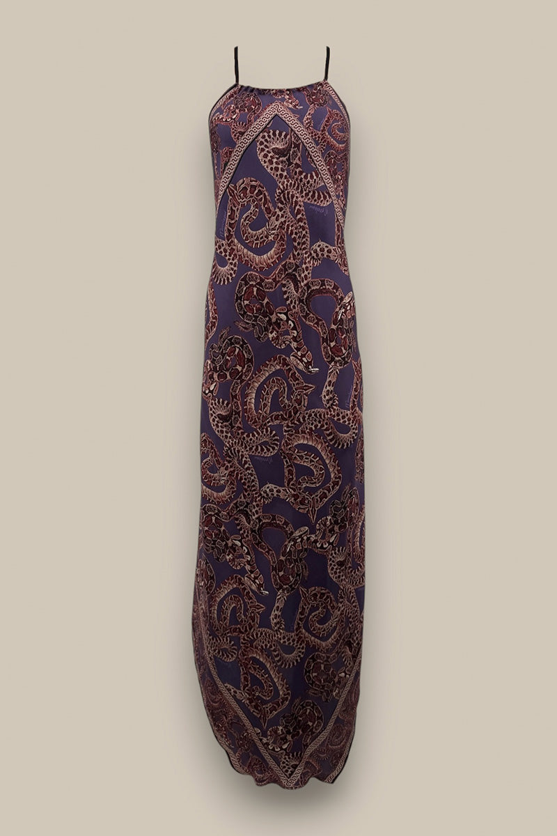 Silk Snake Scarf Maxi Dress