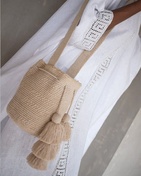 Medium Sand Wayuu Handcrafted Mochila