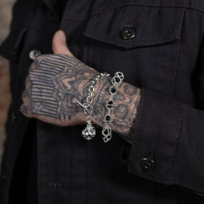 Caged Black Onyx Gemstone Bracelet in Silver