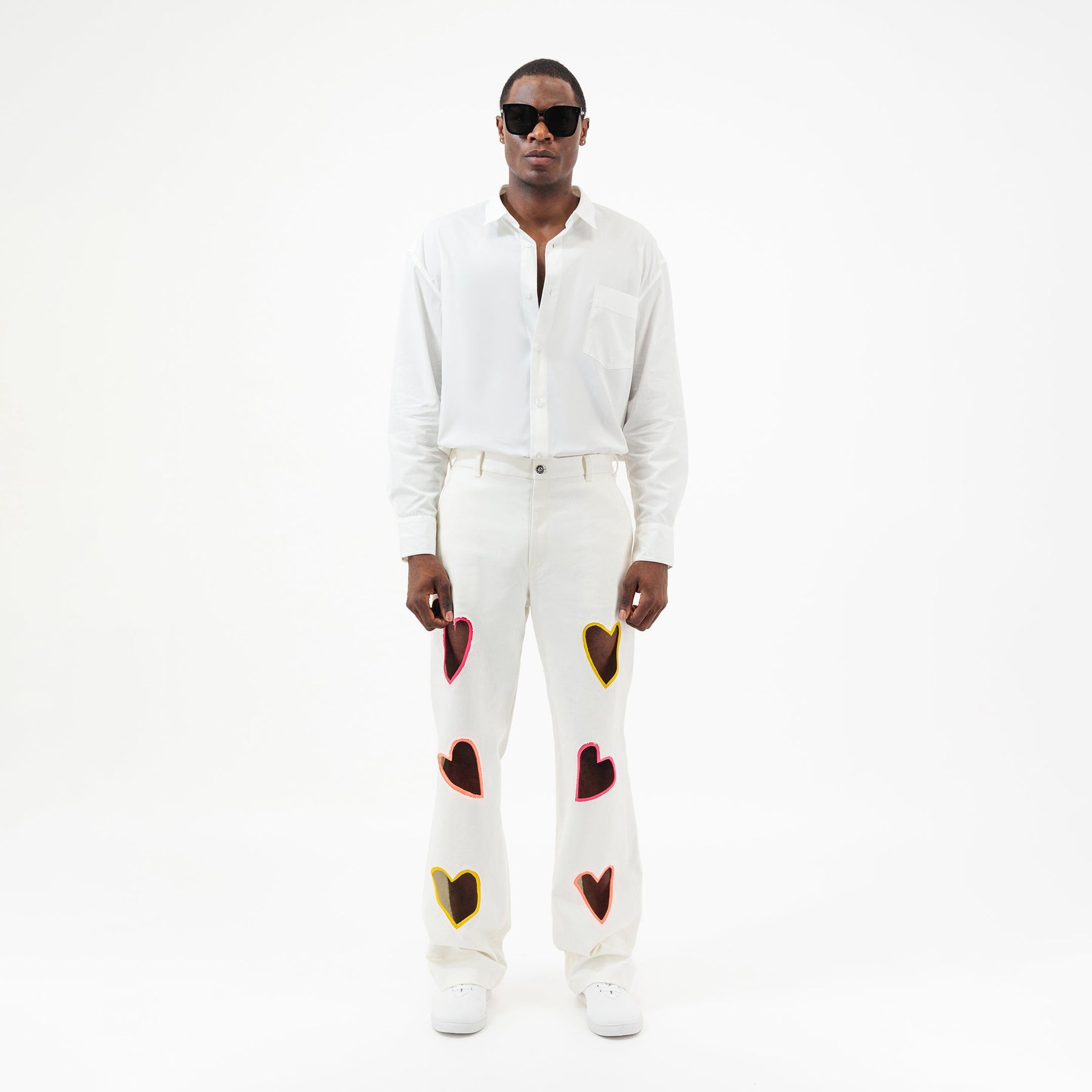 Multicolor Hearts Denim Pants