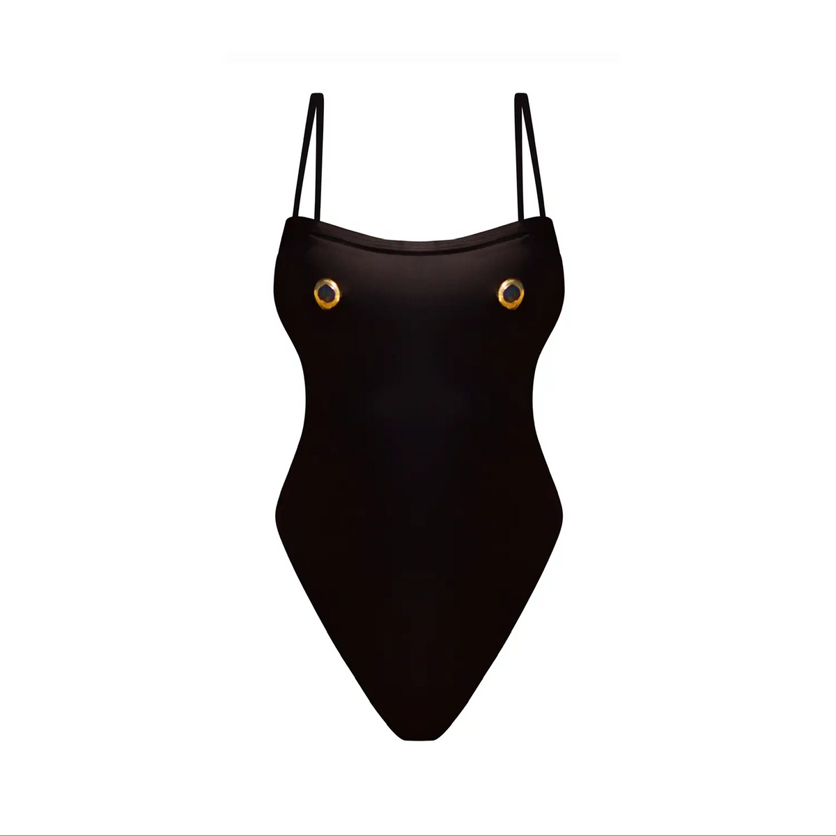Nuit One-Piece Swimsuit — Luxury Fabric with Mother-of-Pearl Hardware