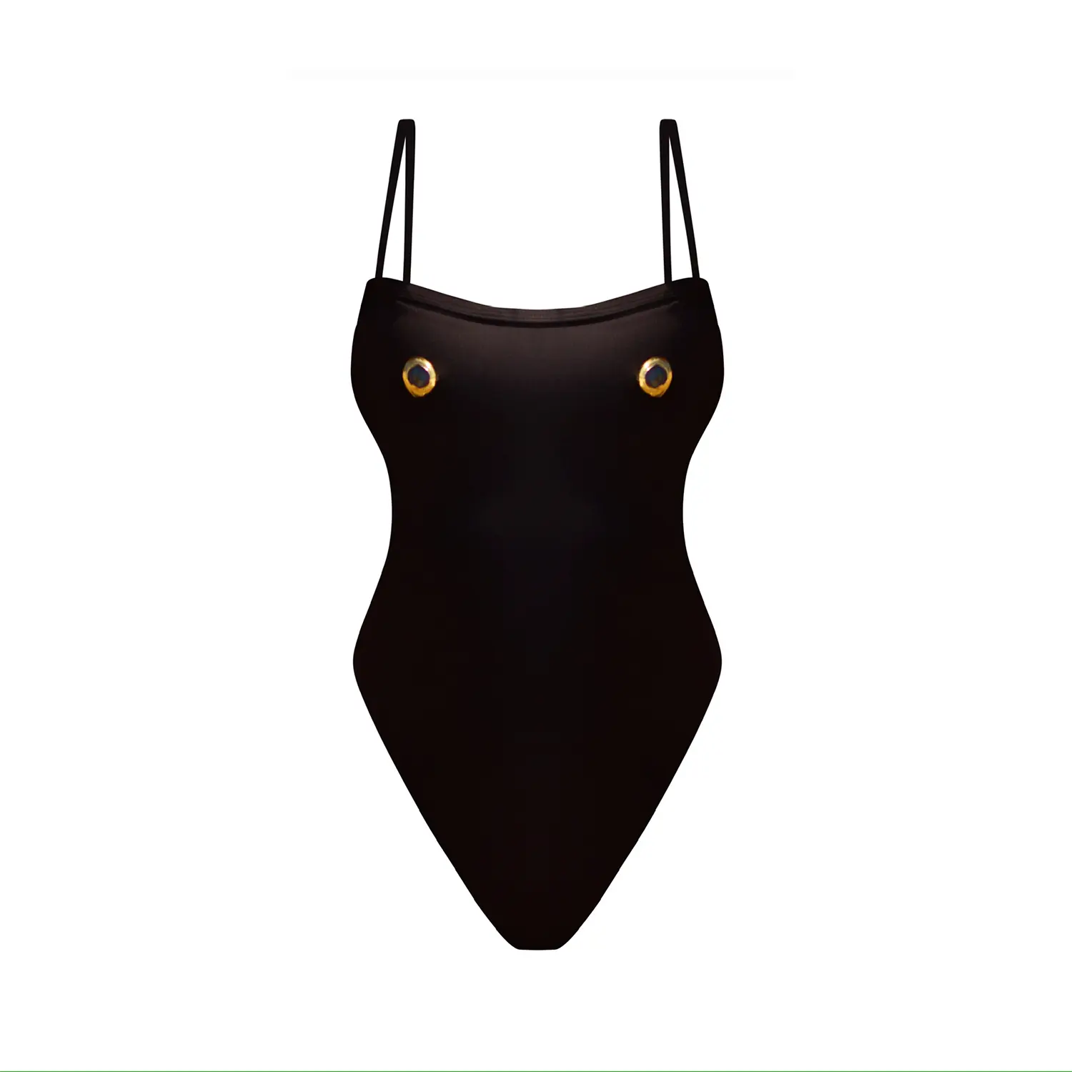 Nuit One-Piece Swimsuit — Luxury Fabric with Mother-of-Pearl Hardware