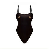 Nuit One-Piece Swimsuit — Luxury Fabric with Mother-of-Pearl Hardware