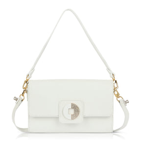 Kelly Shoulder Bag-  White Pebble