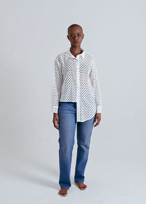 Kulani Asymmetric Broderie Anglaise Shirt