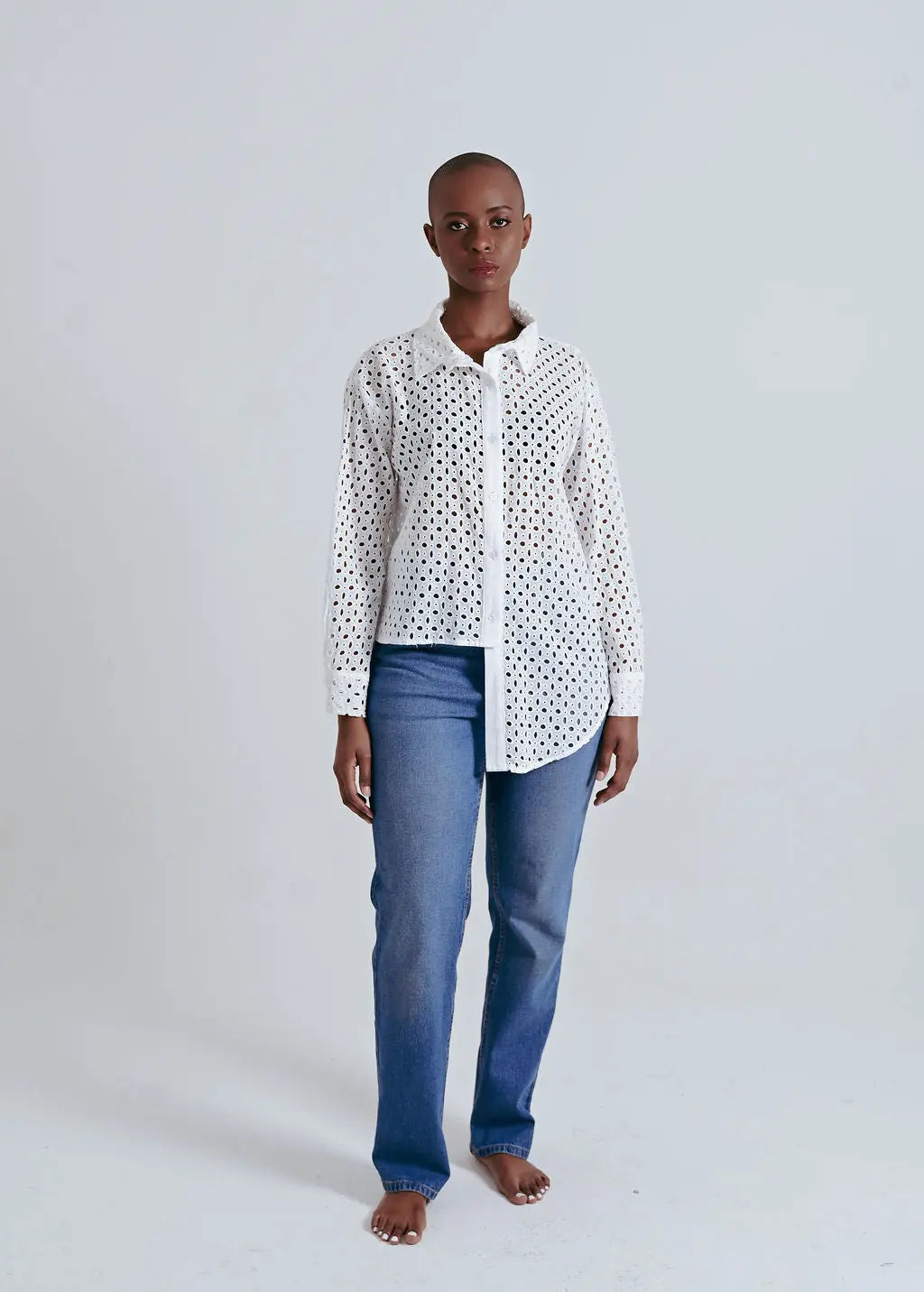 Kulani Asymmetric Broderie Anglaise Shirt