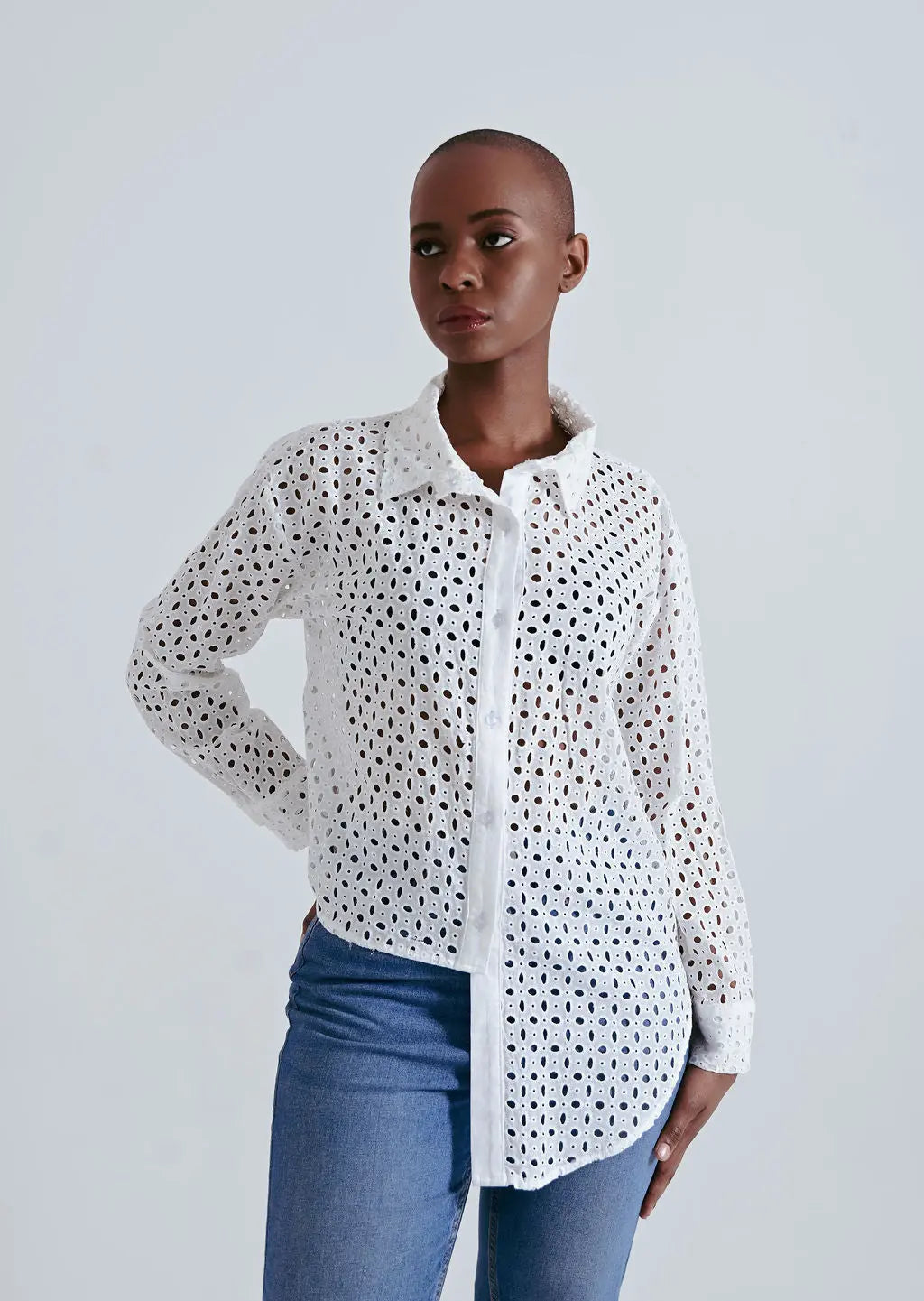 Kulani Asymmetric Broderie Anglaise Shirt