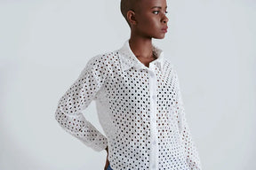 Kulani Asymmetric Broderie Anglaise Shirt