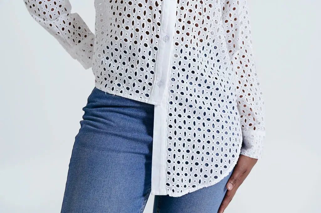 Kulani Asymmetric Broderie Anglaise Shirt