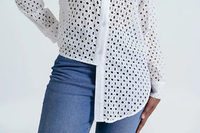 Kulani Asymmetric Broderie Anglaise Shirt