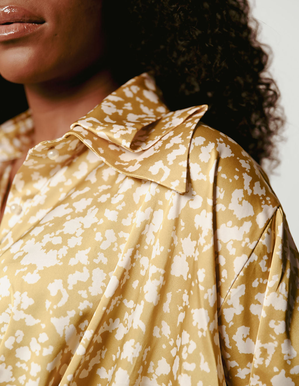 Nala Golden Draped Satin Set