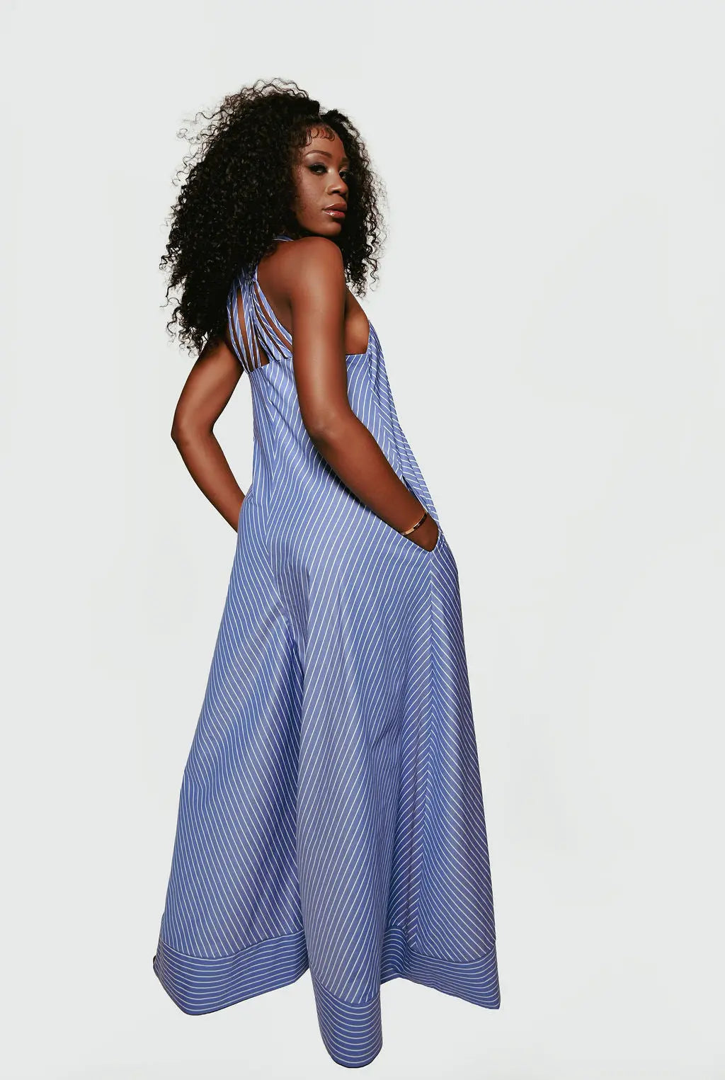 Hite Luxe Halter Striped Jumpsuit