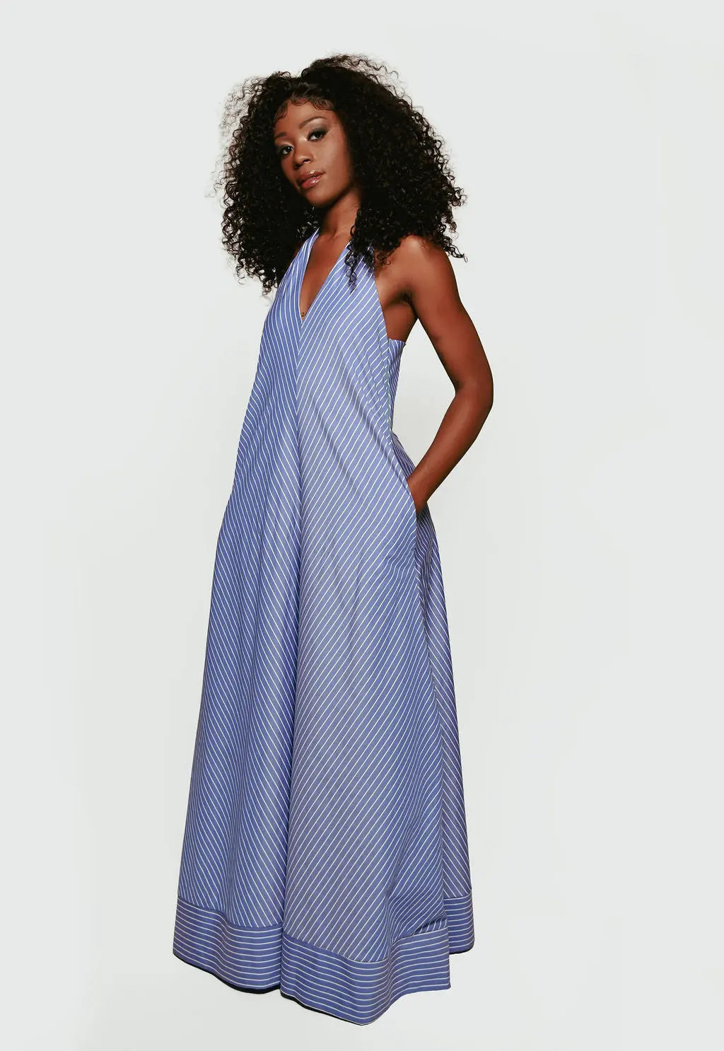 Hite Luxe Halter Striped Jumpsuit