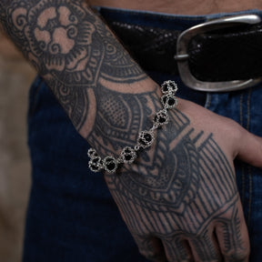 Caged Black Onyx Gemstone Bracelet in Silver