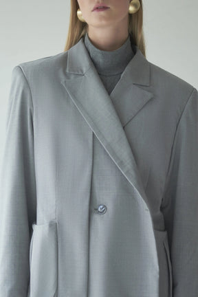 Oversized Cross-Front Straight-Cut Blazer