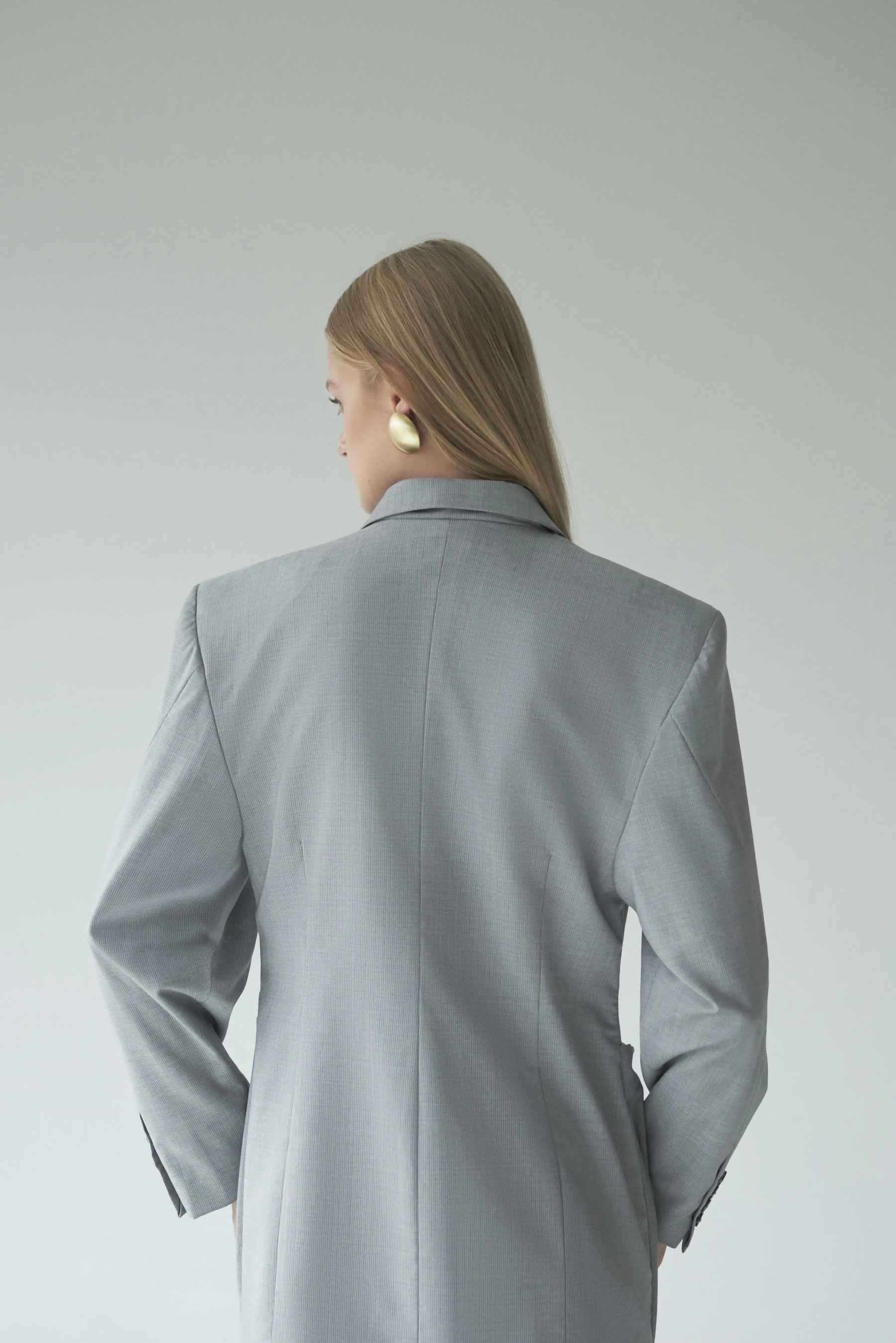Oversized Cross-Front Straight-Cut Blazer
