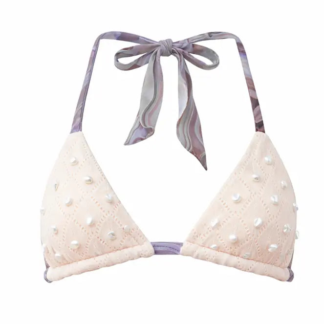 Perle Bikini Top Apricot Cream