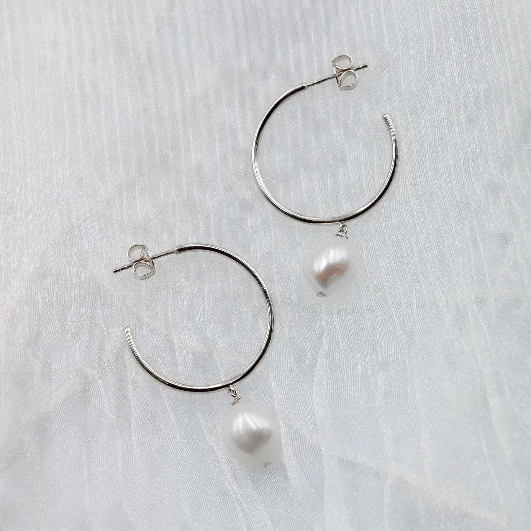 Baroque Pearl Hoop Earrings