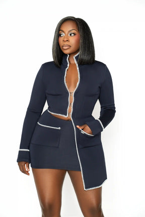 Navy Akor Set (Skirt set)