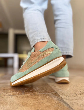Poema Raffia Aqua Suede