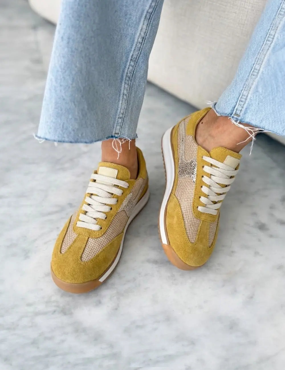 Poema Raffia Mustard Suede