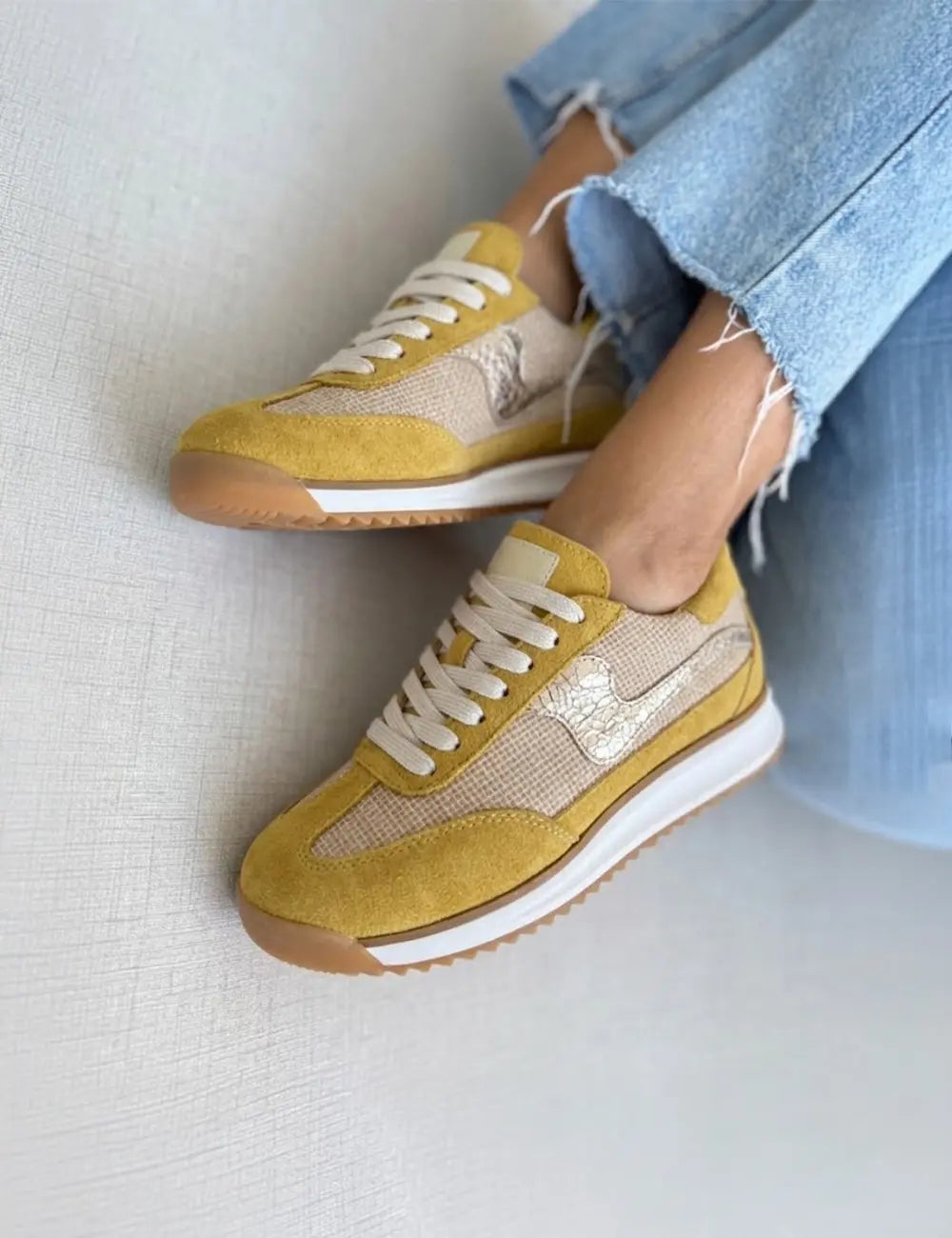 Poema Raffia Mustard Suede