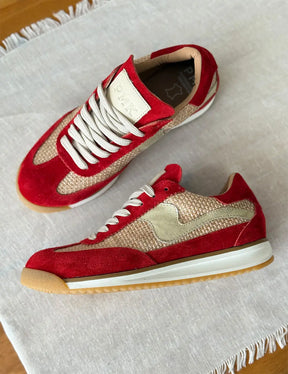 Poema Raffia Red Suede