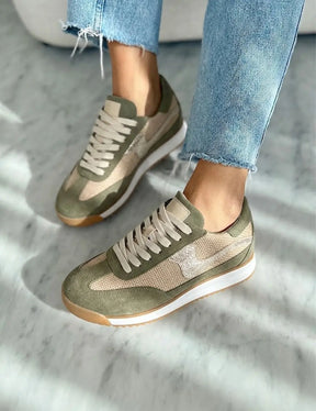 Poema Raffia Green Suede