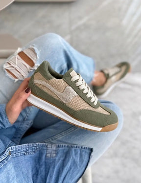 Poema Raffia Green Suede
