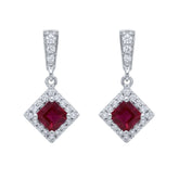 Princess-Cut Ruby & Diamond Drop Earrings