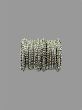 Brilliant Silver Rhinestone Bangle Set