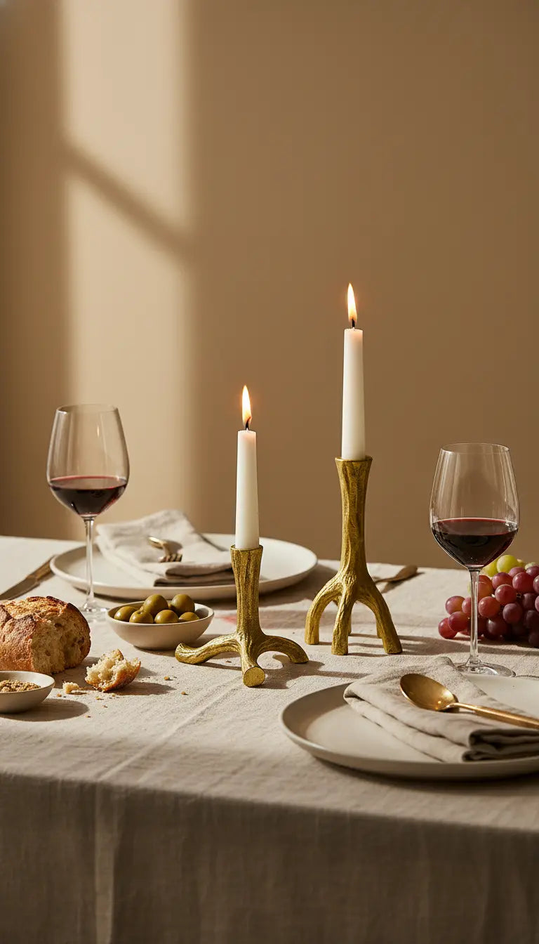 Rooted Taper Candle Holder — Gold Finish