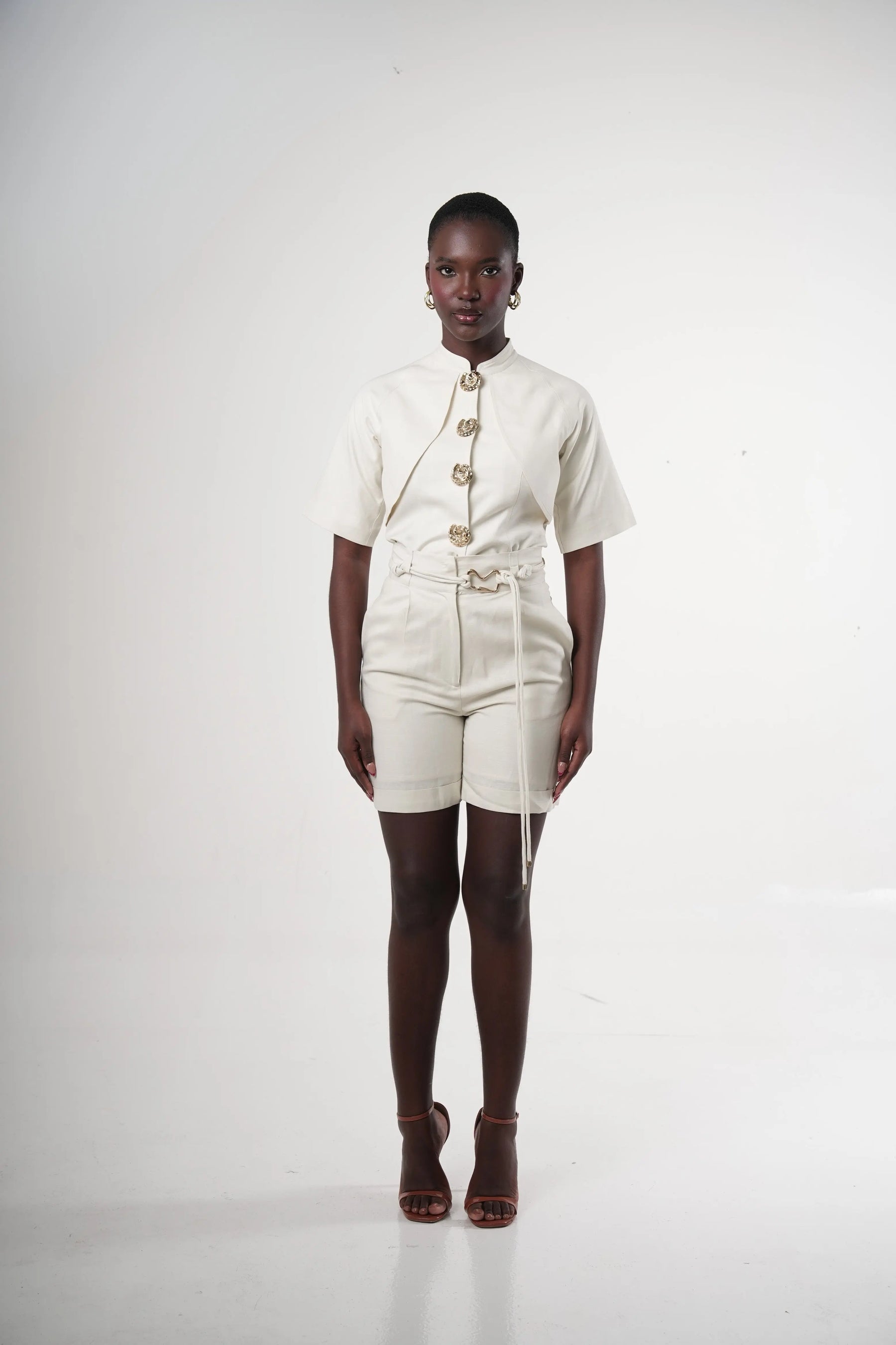 Salina Linen-blend Paperbag-waist Shorts