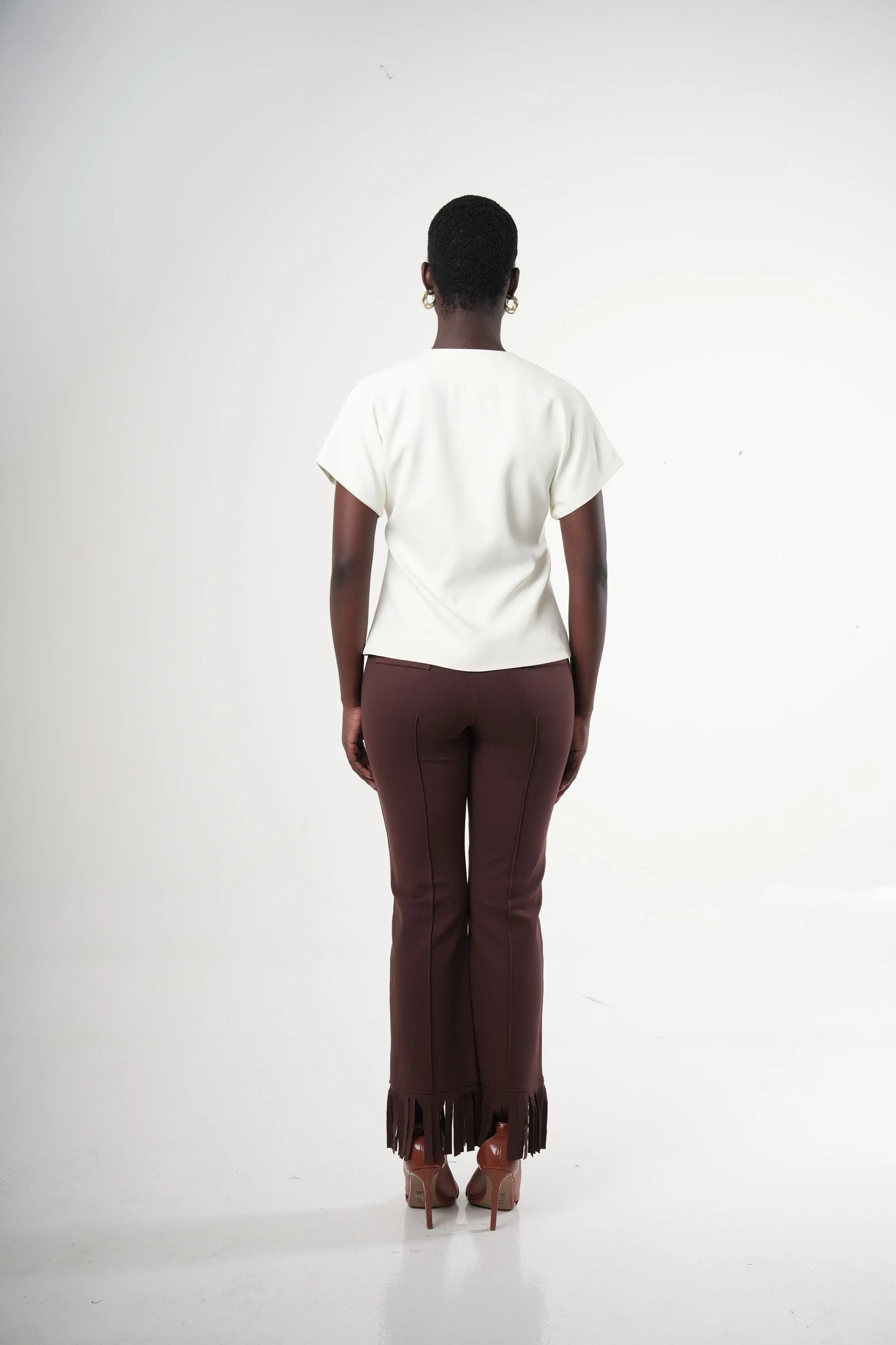 Brisal High-waist Straight-leg Fringe-hem Pants