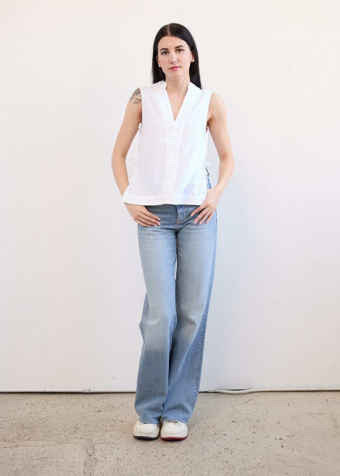 Side Tie Top In Linen