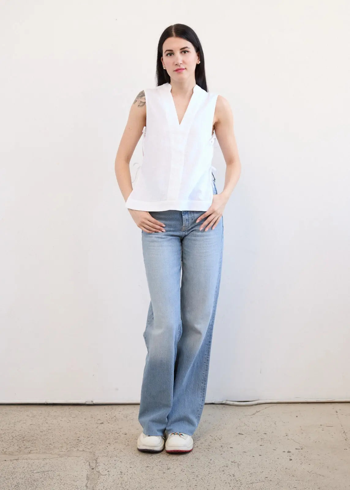 Side Tie Top In Linen